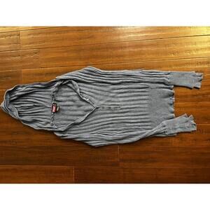 Say What? Women's Gray Ribbed Cotton Hoodie Sweater Size Large